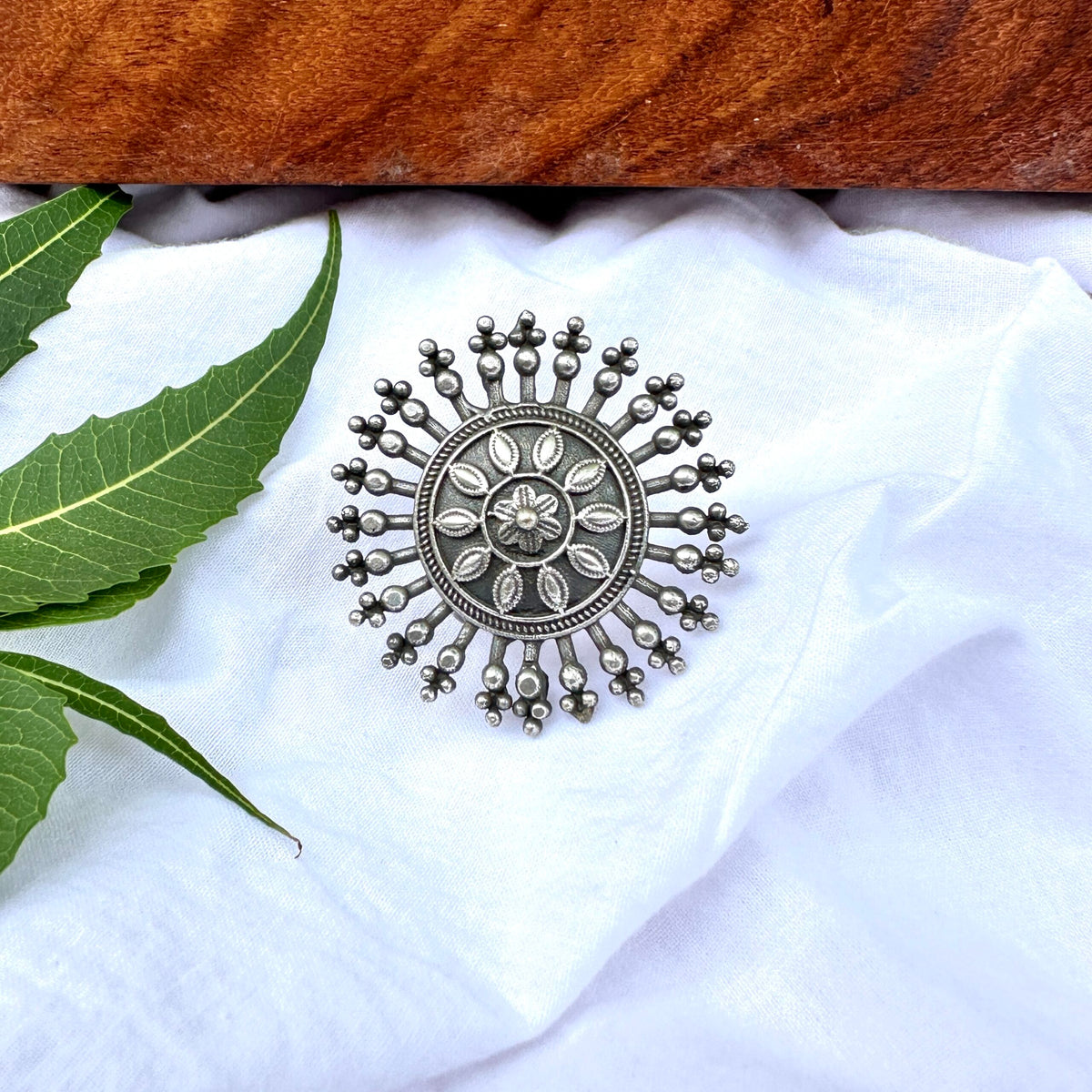 Oxidised Flower Spiked Banjara Ring
