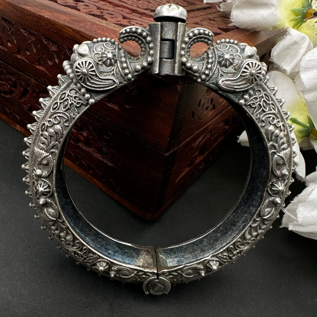 Elephant Design Oxidised Kada