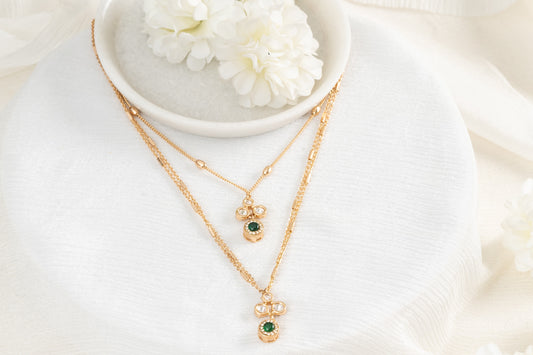 Misha Multilayered Polki Chain Pendant