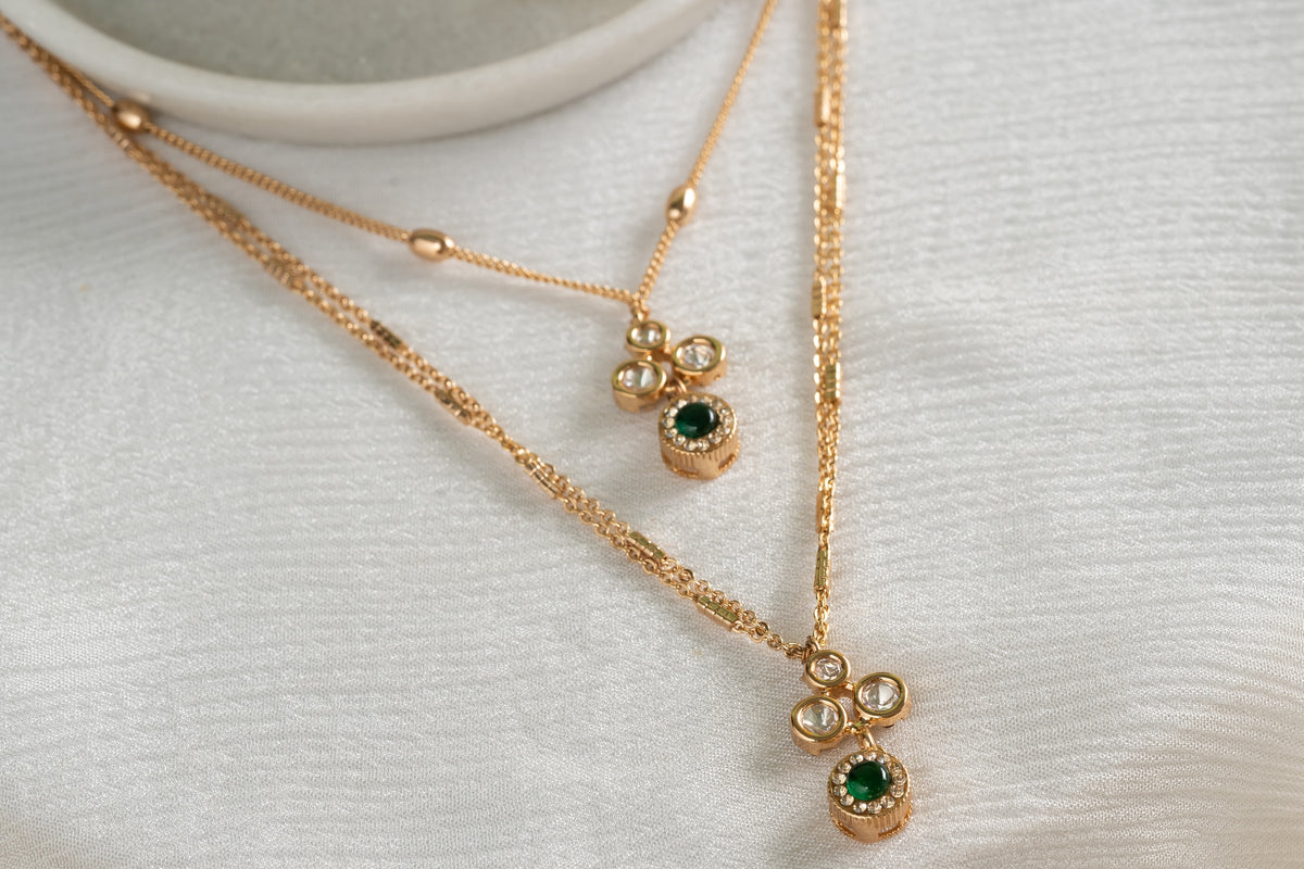 Misha Multilayered Polki Chain Pendant