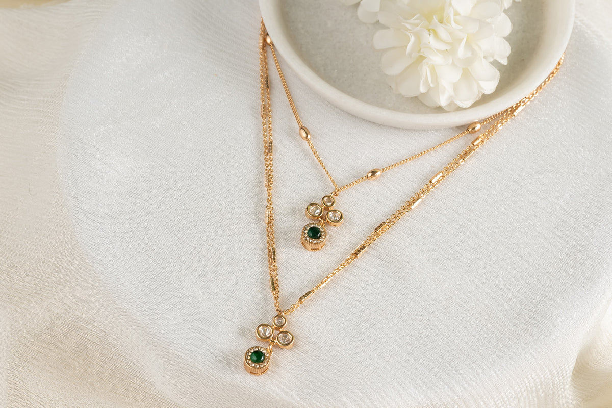 Misha Multilayered Polki Chain Pendant