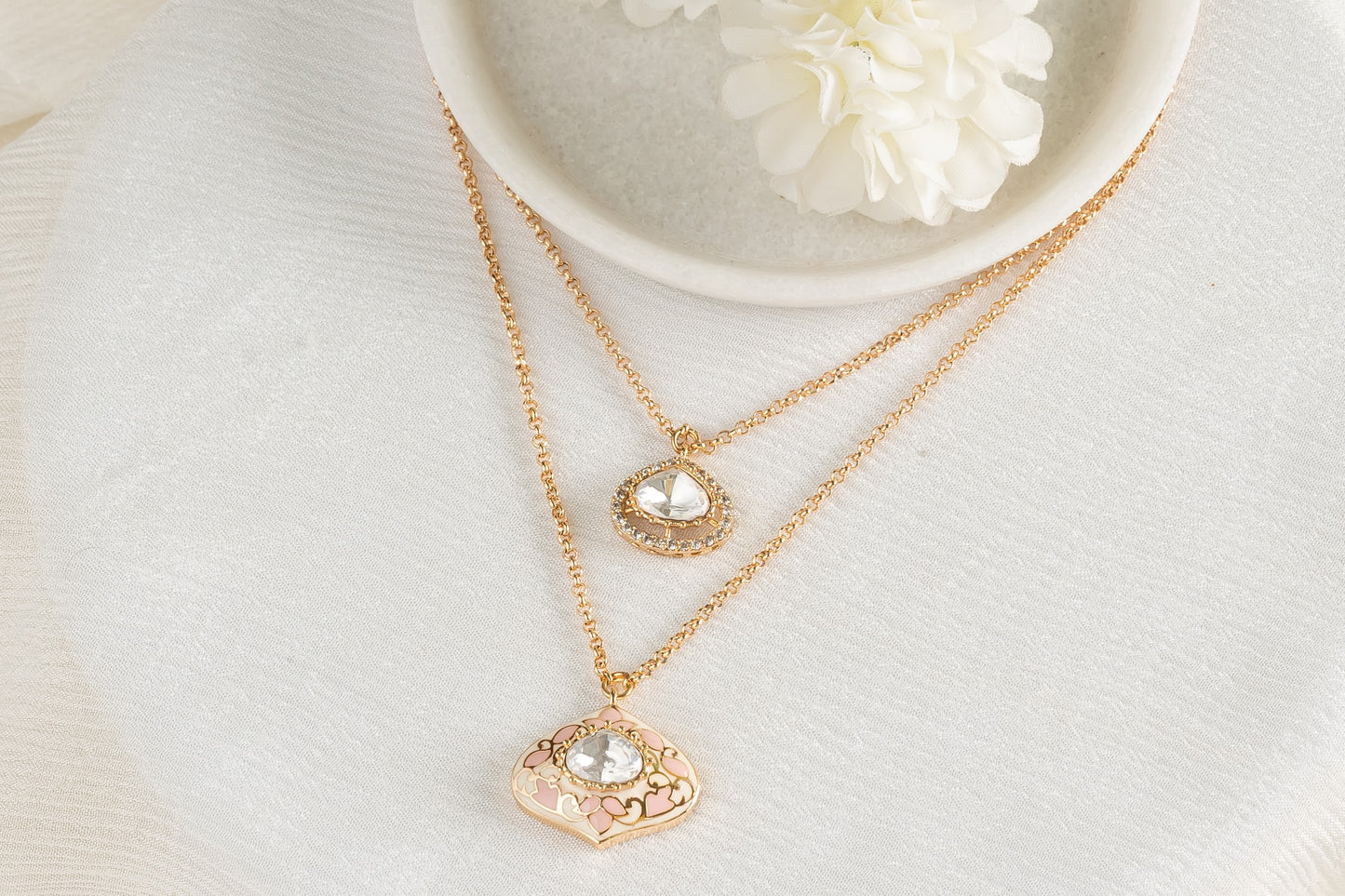 Rivayat Polki Multilayered Chain Pendant