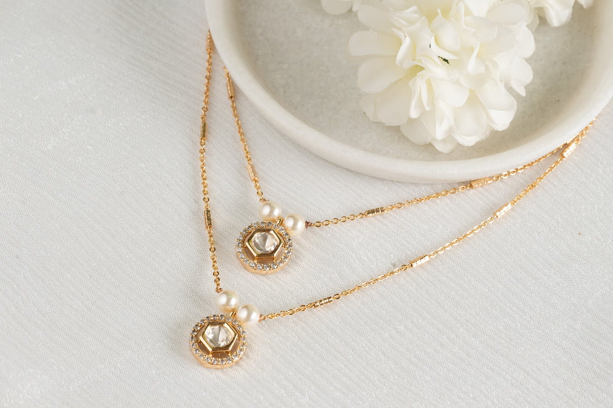 Tatva Multilayered Polki Pendant Chain