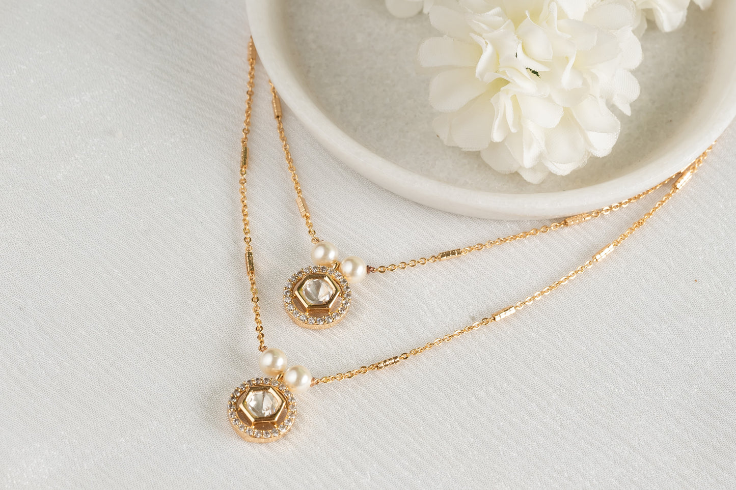 Tatva Multilayered Polki Pendant Chain