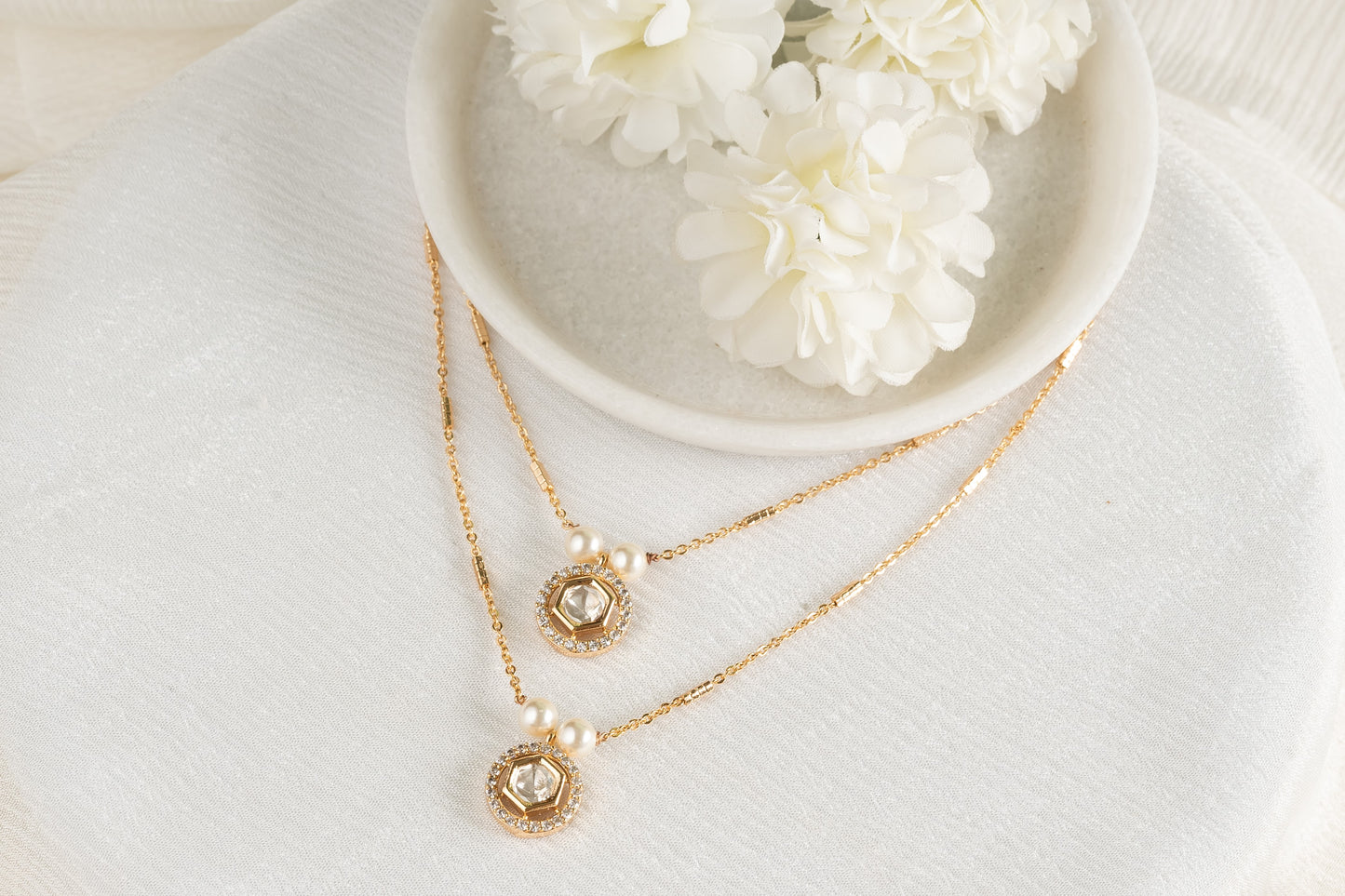 Tatva Multilayered Polki Pendant Chain