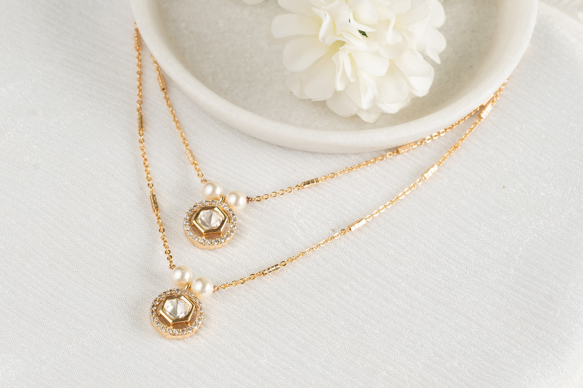 Tatva Multilayered Polki Pendant Chain