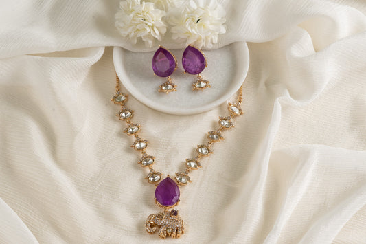 Ridha Purple Elephant Necklace