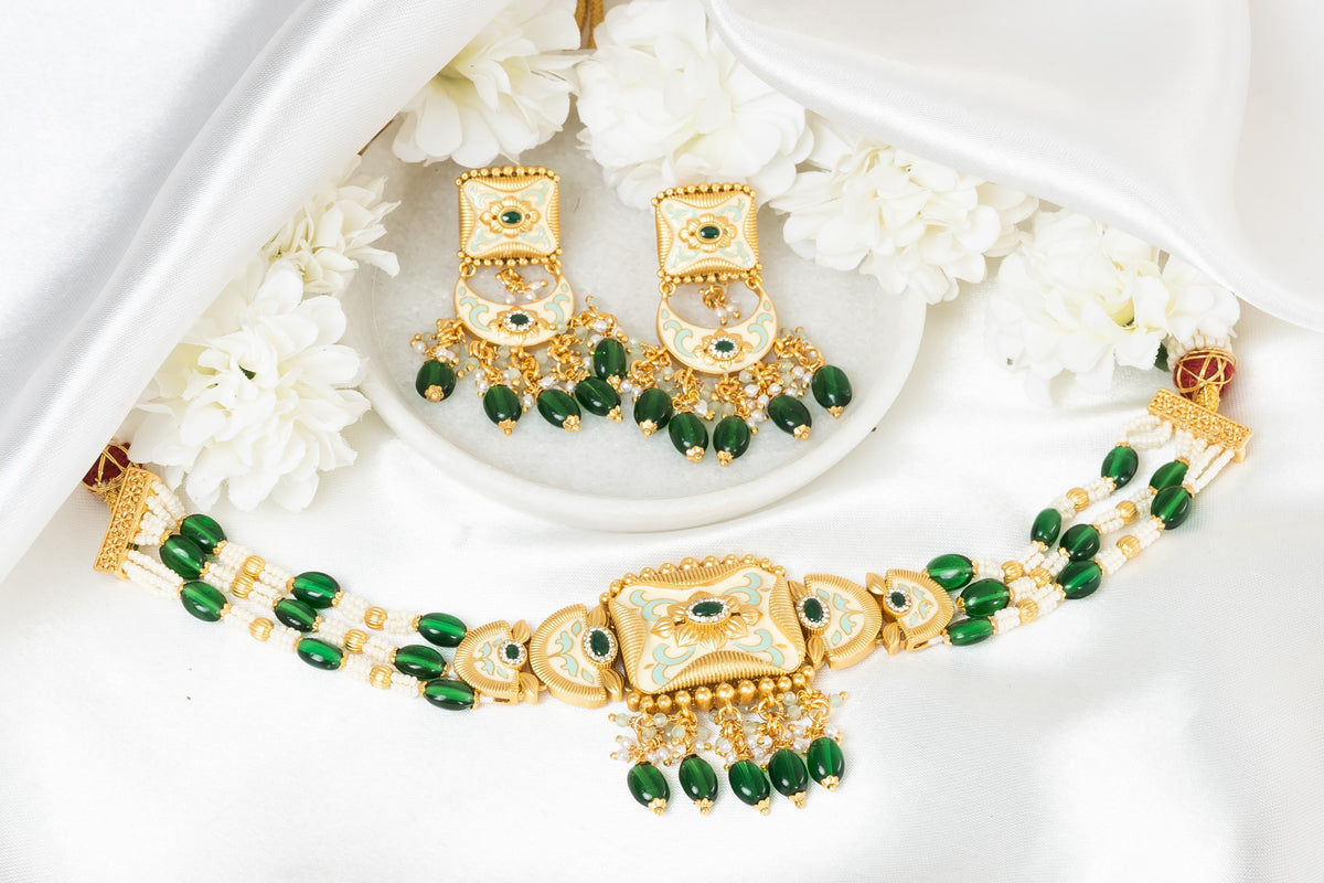 Keira Green Golden Choker Necklace