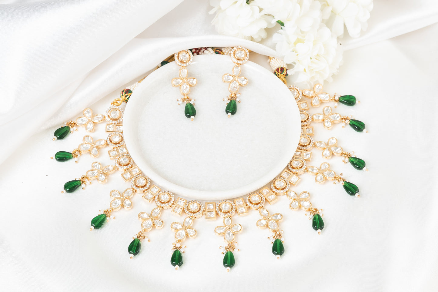 Evana Polki Green Necklace