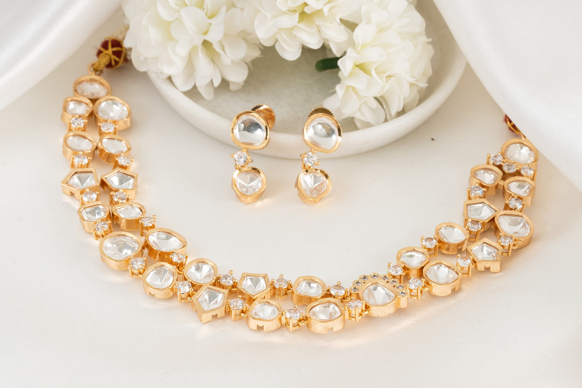 Aasia Double Layered Kundan Necklace