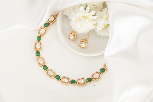 Glint Green Polki Necklace