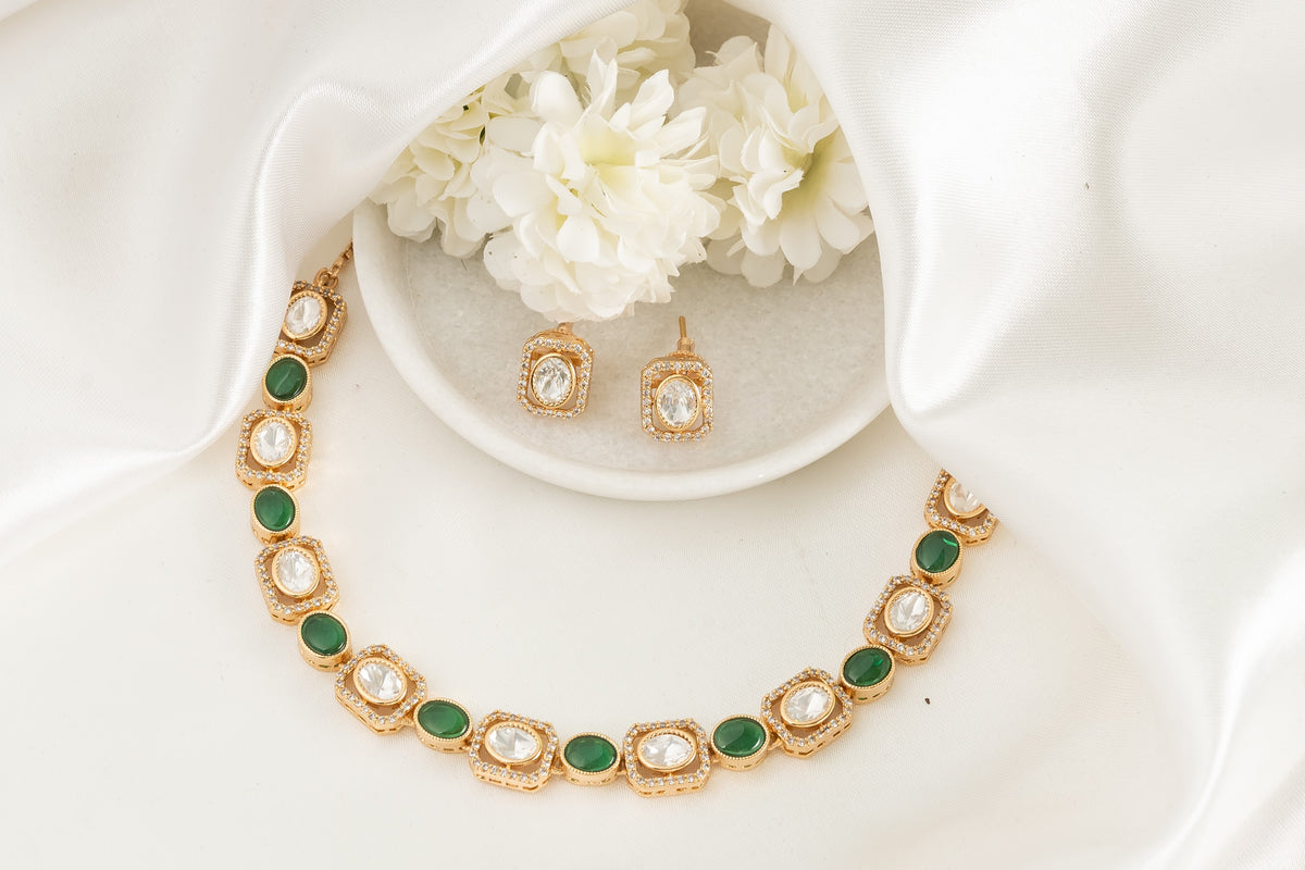 Glint Green Polki Necklace