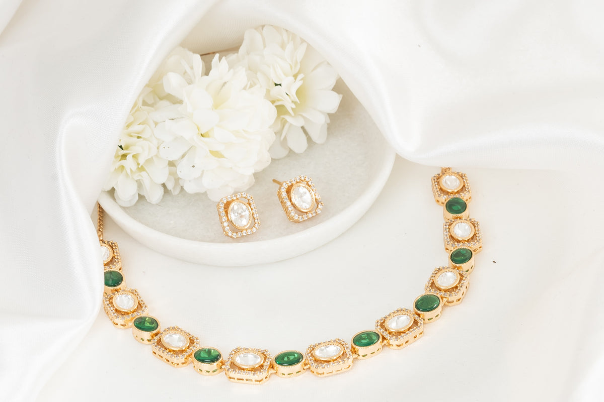 Glint Green Polki Necklace