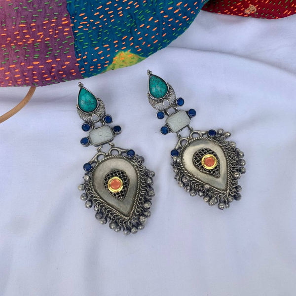 Handmade Long Oxidised Earrings