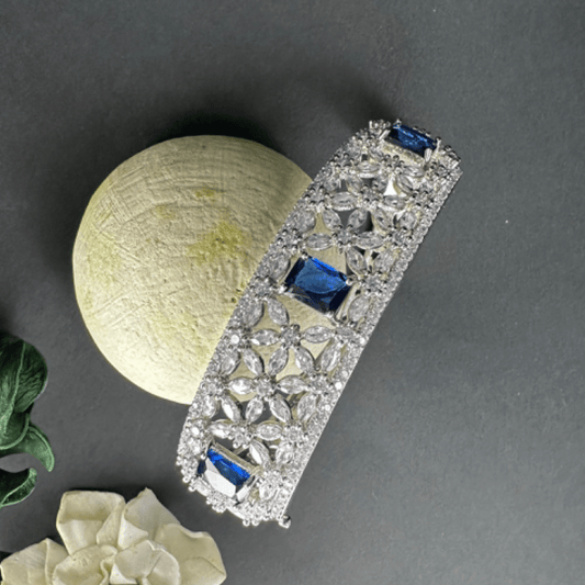 Sapphire CZ Stones Studded Silver Plated Women’s Bracelet