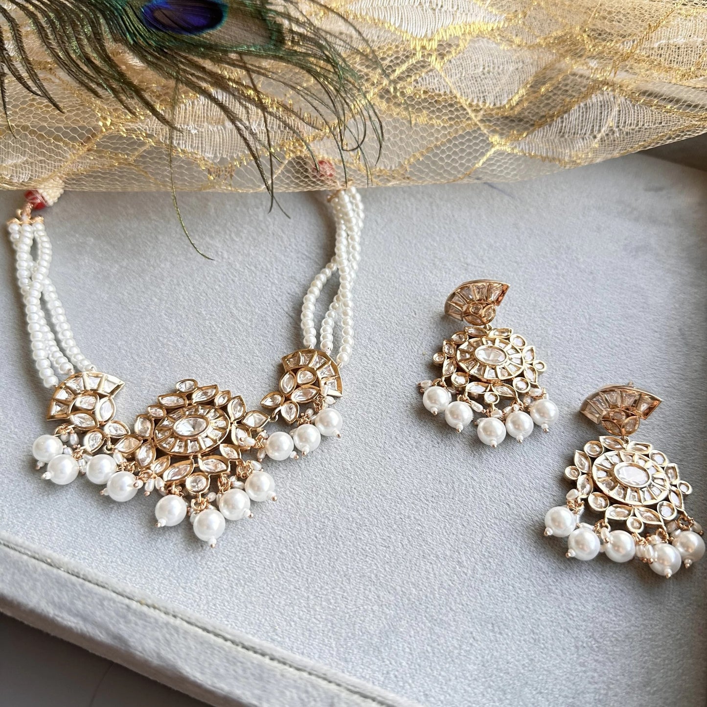 Chanda Mossainite Pearl Necklace