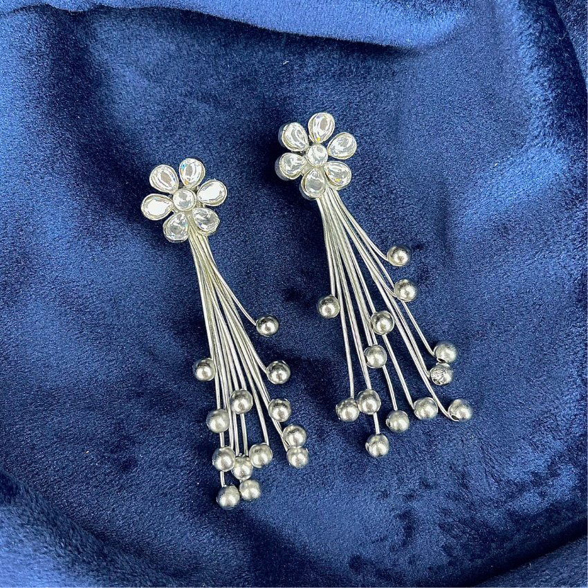 Silver Plated Floral Earrings