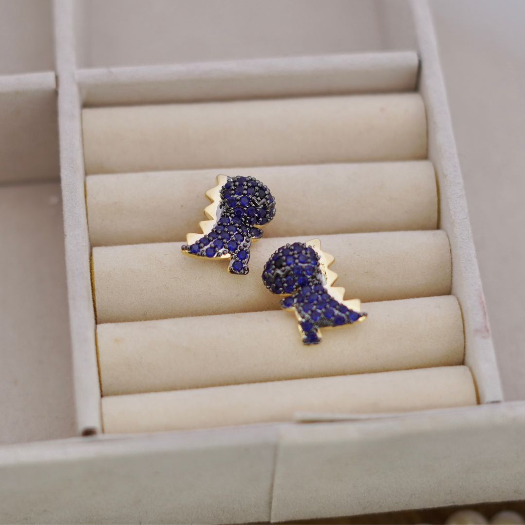 Sparkling Pavé Dinosaur Stud Earrings