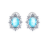Aqua Oval Crystal American Diamond Stud Earring