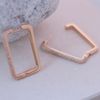 Rose Gold Rectangular Pave Huggie Hoop Earrings
