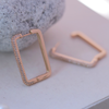 Rose Gold Rectangular Pave Huggie Hoop Earrings