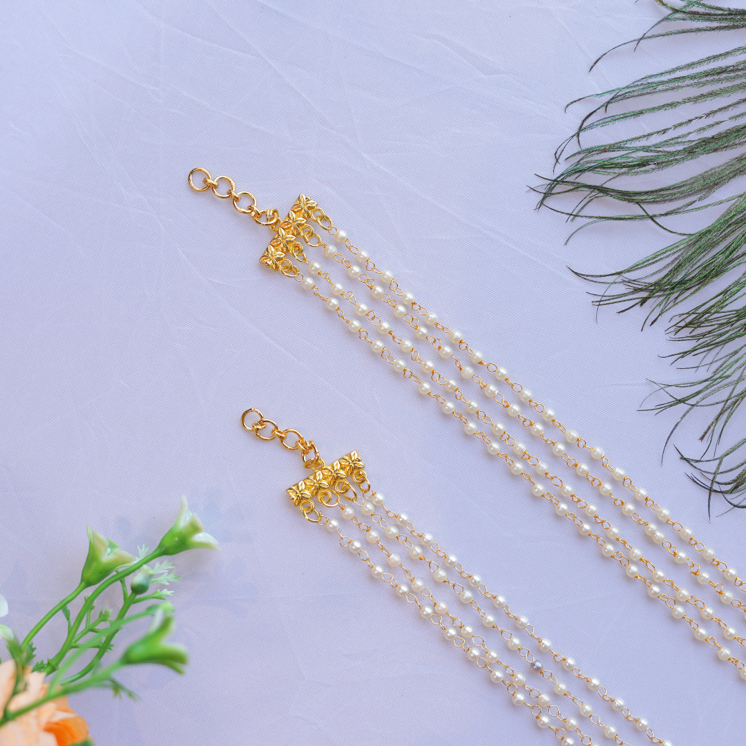 Handcrafted Traditional Paachi Kundan Elephant Motif Ear-Chain