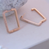 Rose Gold Rectangular Pave Huggie Hoop Earrings