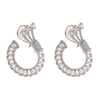 Silver Toned Studded Statement American Diamond Stud Earrings- White