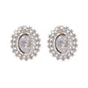American Diamond Oval Shape Stud Earrings In Rhodium Polish