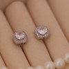 Elegant Silver Halo Cushion-Cut Crystal Stud Earrings