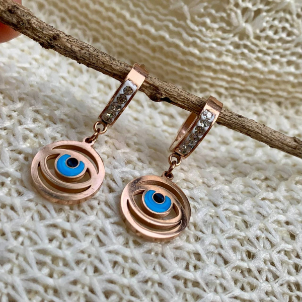 Evil Eye Little Hoop Earring