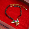 Handcrafted Double Layer Black Bead Hand Mangalsutra In Paachi Kundan Hen Charm