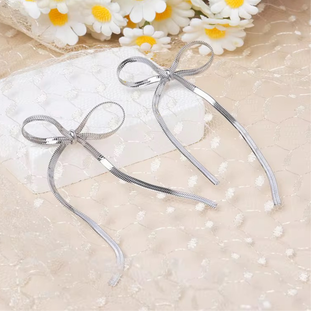 Long Tassel  Chain Bow Earrings