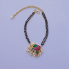 Handcrafted Double Layer Black Bead Hand Mangalsutra with Kundan & Meenakari Elephant Charm