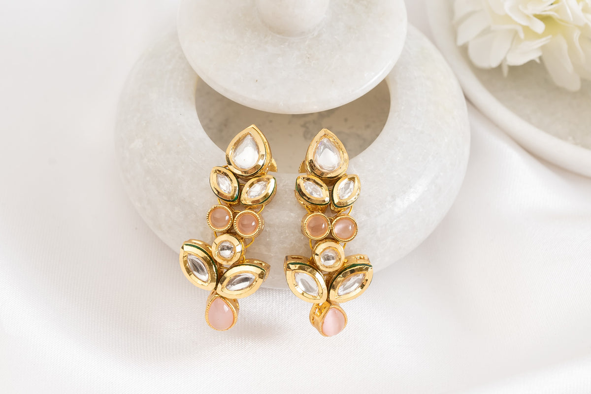 Peach Kundan Earring