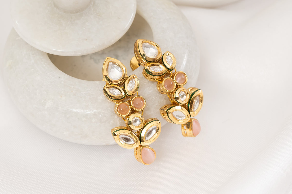 Peach Kundan Earring