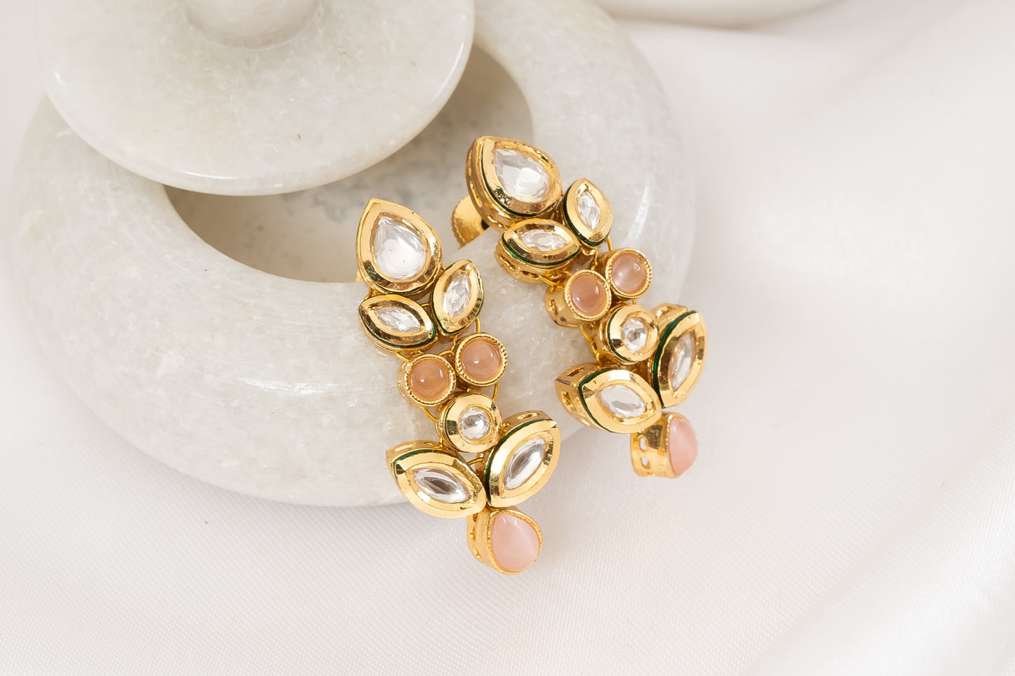 Peach Kundan Earring