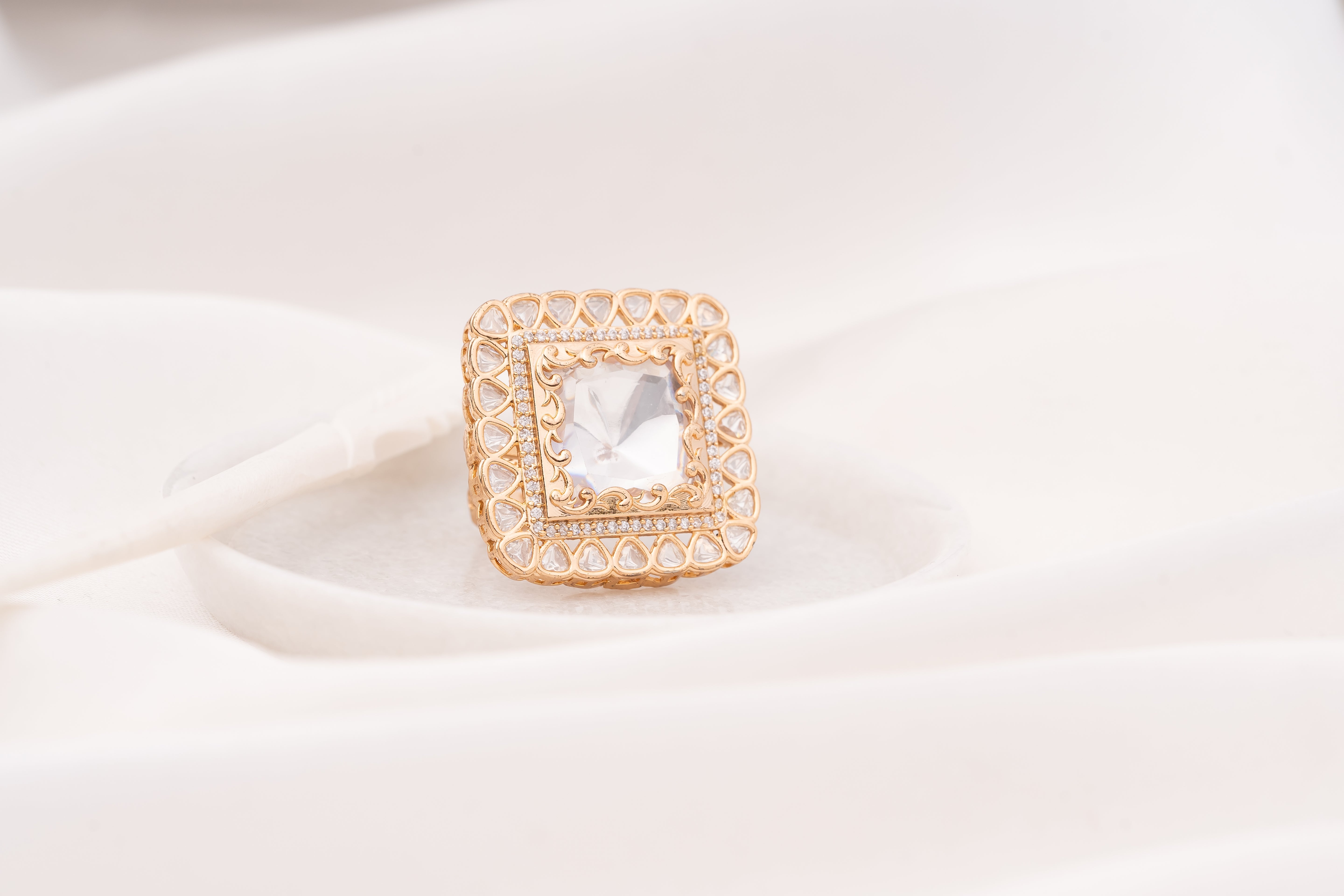 Zika Square Polki Ring