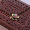 Handcrafted Double Layer Black Bead Hand Mangalsutra with Kundan & Meenakari Elephant Charm