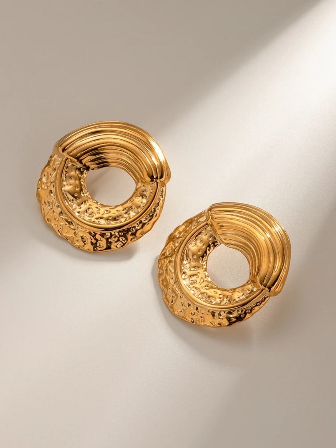 Round Hammered Stud Earrings