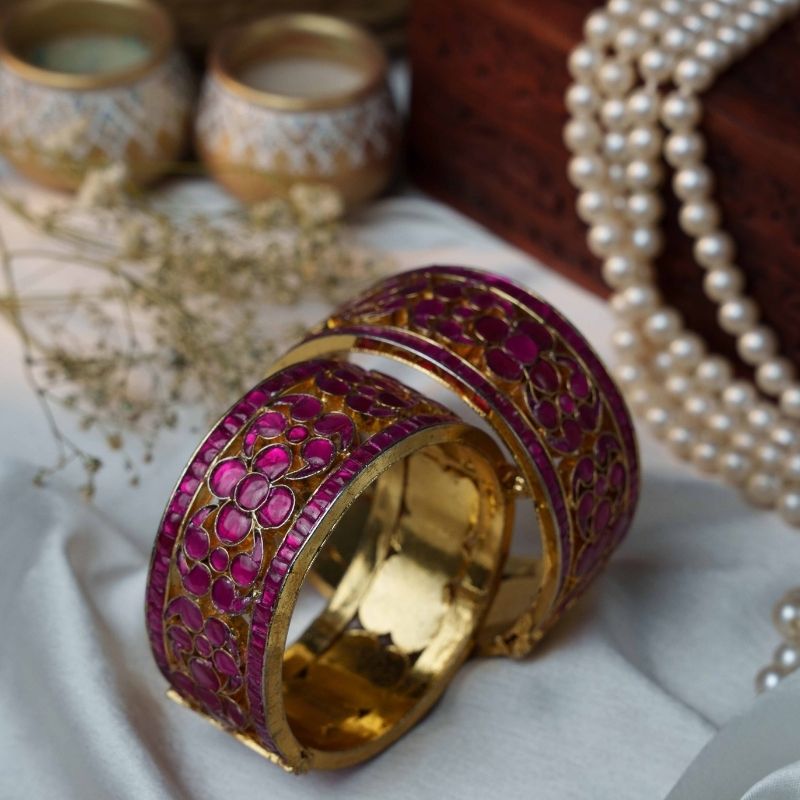 Rani Pink Jadtar Embellisehd Bangle