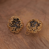 Vintage Gold Woven Nest Stud Earrings with Smokey Grey Marquise Crystals