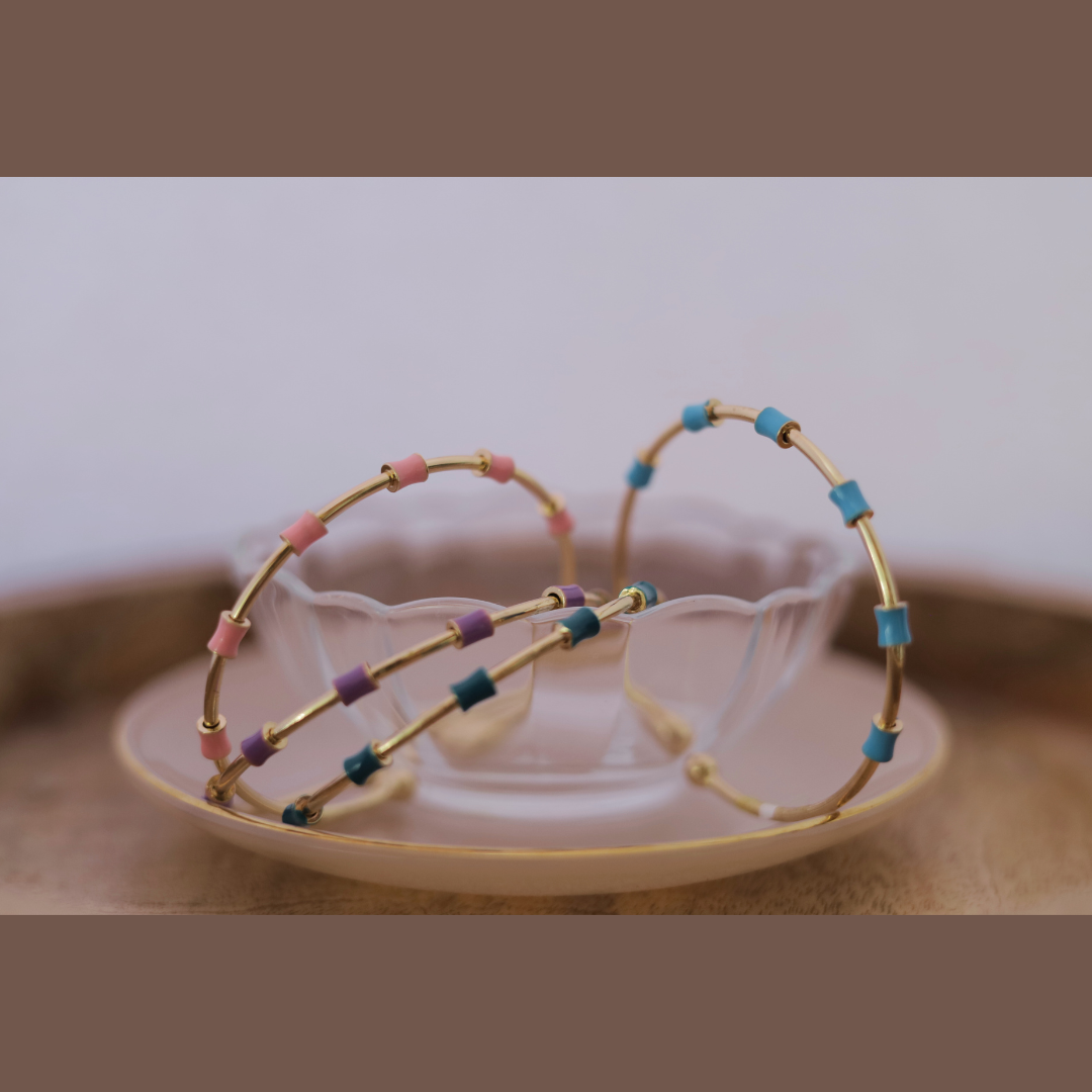 Multicolour Metal Enamel Zircon Bracelet – Trendy Minimal Jewelry for Women