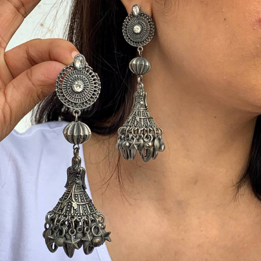 Oxidised Jhumka Earrings