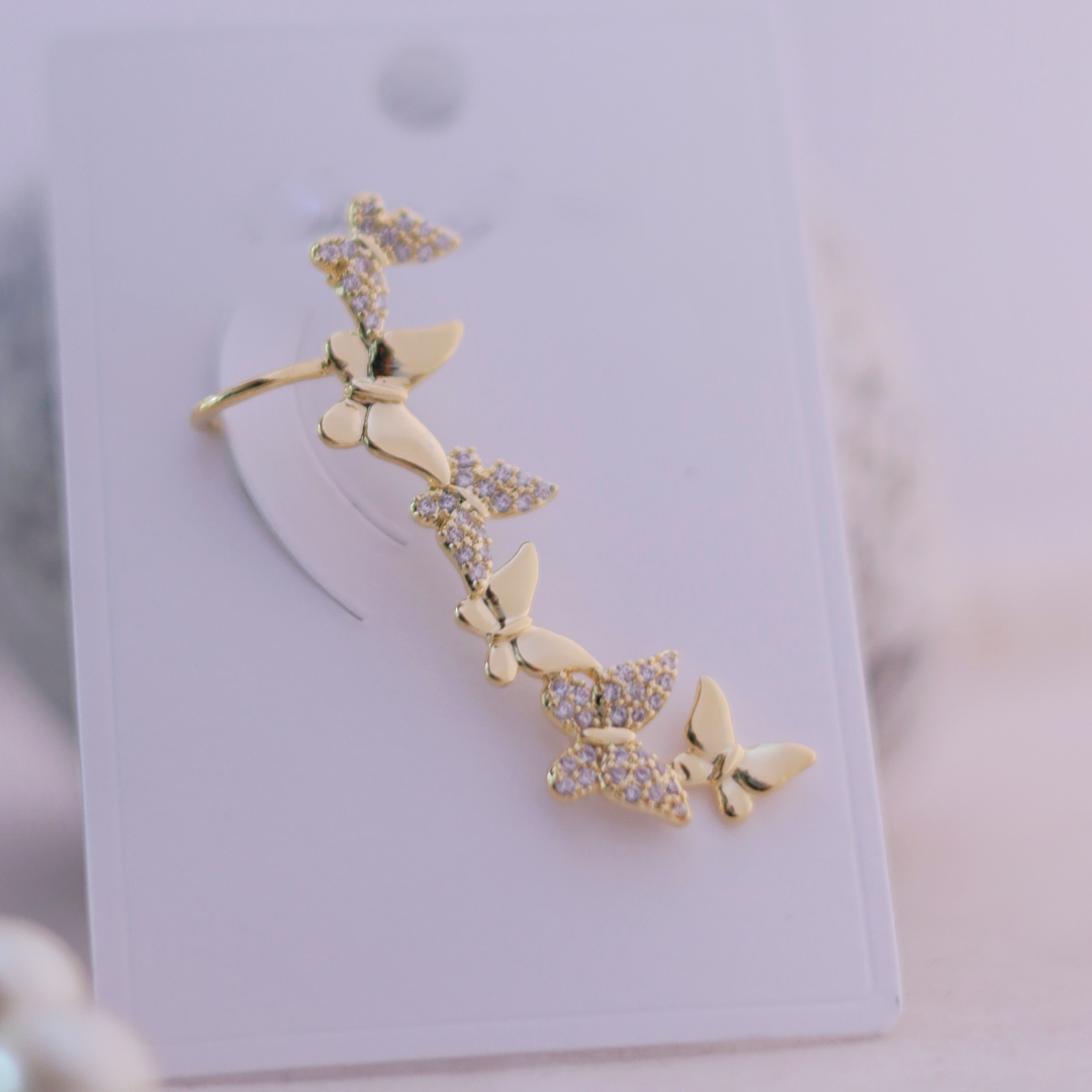 Gold Plated Cascading Butterfly Ear Cuff