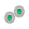 Trendy Vintage Square American Diamond Earring- Red