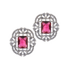 Trendy Vintage Square American Diamond Earring- Red
