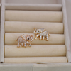 Gold Pavé Cubic Zirconia Elephant Stud Earrings