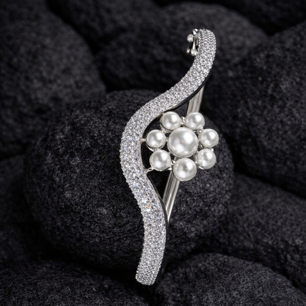 Trendy American Diamond Pearl Bracelet