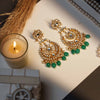 Ragini Green and White Kundan Embellished Earrings